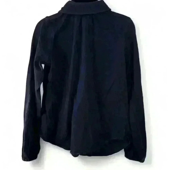 Ralph Lauren Girls' Navy Blue Ruffle Button Down Top - Size Small (7) - Picture 2 of 6